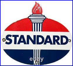 Vintage Standard Gasoline Porcelain Sign Service Station American Oil Torch Gas