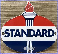 Vintage Standard Gasoline Porcelain Sign Service Station American Oil Torch Gas