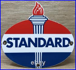 Vintage Standard Gasoline Porcelain Sign Service Station American Oil Torch Gas