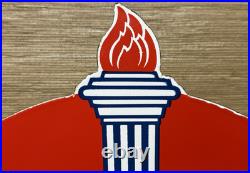 Vintage Standard Gasoline Porcelain Sign Service Station American Oil Torch Gas