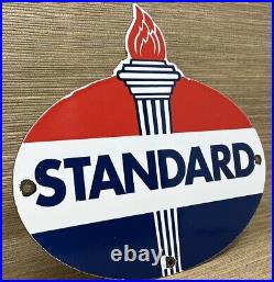 Vintage Standard Gasoline Porcelain Sign Service Station American Oil Torch Gas