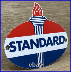 Vintage Standard Gasoline Porcelain Sign Service Station American Oil Torch Gas
