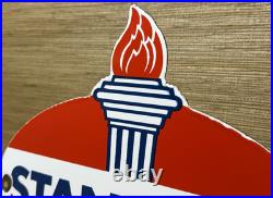 Vintage Standard Gasoline Porcelain Sign Service Station American Oil Torch Gas