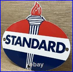 Vintage Standard Gasoline Porcelain Sign Service Station American Oil Torch Gas