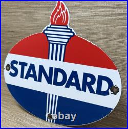 Vintage Standard Gasoline Porcelain Sign Service Station American Oil Torch Gas