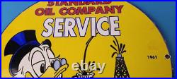 Vintage Standard Gasoline Sign Gas Oil Pump Plate Porcelain Walt Disney Sign Vintage Standard Gasoline Sign Gas Oil Pump Plate Porcelain Walt Disney Sign