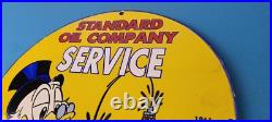 Vintage Standard Gasoline Sign Gas Oil Pump Plate Porcelain Walt Disney Sign Vintage Standard Gasoline Sign Gas Oil Pump Plate Porcelain Walt Disney Sign