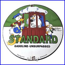 Vintage Standard Gasoline Sign Porcelain Walt Disney Gas Oil Pump Plate Sign