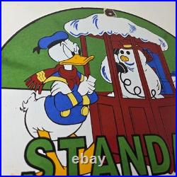 Vintage Standard Gasoline Sign Porcelain Walt Disney Gas Oil Pump Plate Sign