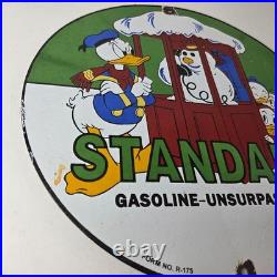 Vintage Standard Gasoline Sign Porcelain Walt Disney Gas Oil Pump Plate Sign