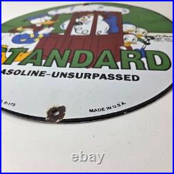 Vintage Standard Gasoline Sign Porcelain Walt Disney Gas Oil Pump Plate Sign