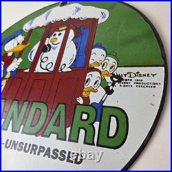 Vintage Standard Gasoline Sign Porcelain Walt Disney Gas Oil Pump Plate Sign