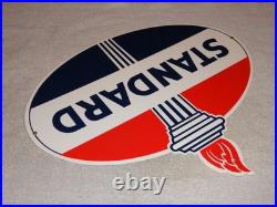 Vintage Standard Gasoline Torch & Flame 18 Porcelain Metal Gas Station Oil Sign