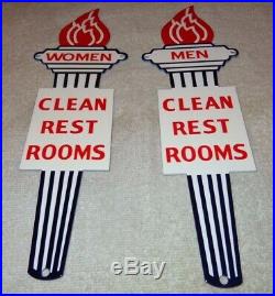 Vintage Standard Gasoline Torch Men & Women Die-cut Restroom 12 Metal Oil Sign