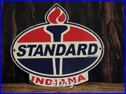 Vintage Standard Indiana Porcelain Gas Station Sign 11 X 12 Vintage Standard Indiana Porcelain Gas Station Sign 11 X 12