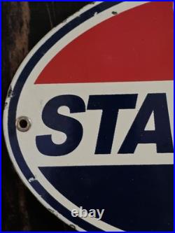 Vintage Standard Indiana Porcelain Gas Station Sign 11 X 12 Vintage Standard Indiana Porcelain Gas Station Sign 11 X 12