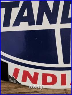 Vintage Standard Indiana Porcelain Gas Station Sign 11 X 12 Vintage Standard Indiana Porcelain Gas Station Sign 11 X 12