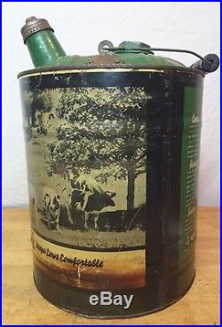 Vintage Standard Oil Bovinol Can Cow Bug Spray 5 Ga Farm Advertising Wood Handle