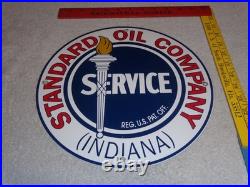 Vintage Standard Oil Co. Gasoline Service Torch Indiana 1' Porcelain Metal Sign