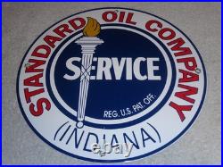Vintage Standard Oil Co. Gasoline Service Torch Indiana 1' Porcelain Metal Sign