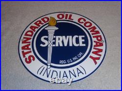 Vintage Standard Oil Co. Gasoline Service Torch Indiana 1' Porcelain Metal Sign