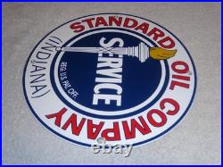 Vintage Standard Oil Co. Gasoline Service Torch Indiana 1' Porcelain Metal Sign