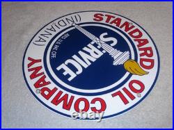 Vintage Standard Oil Co. Gasoline Service Torch Indiana 1' Porcelain Metal Sign