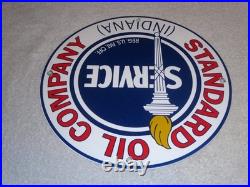 Vintage Standard Oil Co. Gasoline Service Torch Indiana 1' Porcelain Metal Sign