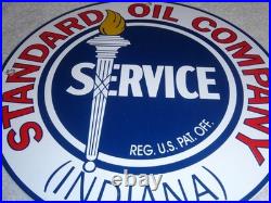 Vintage Standard Oil Co. Gasoline Service Torch Indiana 1' Porcelain Metal Sign