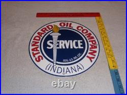 Vintage Standard Oil Co. Gasoline Service Torch Indiana 12 Porcelain Metal Sign