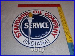 Vintage Standard Oil Co. Gasoline Service Torch Indiana 12 Porcelain Metal Sign