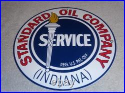 Vintage Standard Oil Co. Gasoline Service Torch Indiana 12 Porcelain Metal Sign