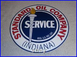 Vintage Standard Oil Co. Gasoline Service Torch Indiana 12 Porcelain Metal Sign