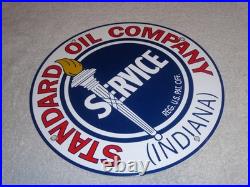 Vintage Standard Oil Co. Gasoline Service Torch Indiana 12 Porcelain Metal Sign