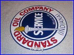 Vintage Standard Oil Co. Gasoline Service Torch Indiana 12 Porcelain Metal Sign