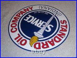 Vintage Standard Oil Co. Gasoline Service Torch Indiana 12 Porcelain Metal Sign