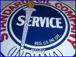 Vintage Standard Oil Co. Gasoline Service Torch Indiana 12 Porcelain Metal Sign