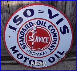 Vintage Standard Oil Co ISO=VIS Motor Oil Indiana Double Sided Sign