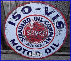 Vintage Standard Oil Co ISO=VIS Motor Oil Indiana Double Sided Sign