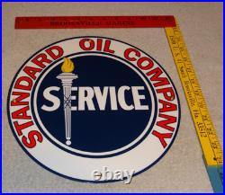 Vintage Standard Oil Company Gasoline Service Torch 11 3/4 Porcelain Metal Sign