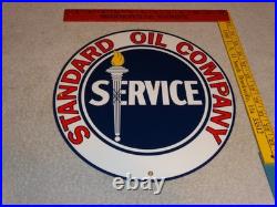 Vintage Standard Oil Company Gasoline Service Torch 11 3/4 Porcelain Metal Sign