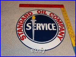 Vintage Standard Oil Company Gasoline Service Torch 11 3/4 Porcelain Metal Sign