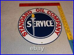 Vintage Standard Oil Company Gasoline Service Torch 11 3/4 Porcelain Metal Sign