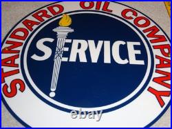 Vintage Standard Oil Company Gasoline Service Torch 11 3/4 Porcelain Metal Sign