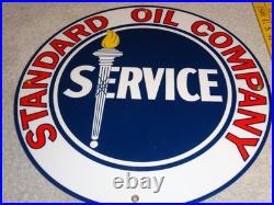 Vintage Standard Oil Company Gasoline Service Torch 11 3/4 Porcelain Metal Sign