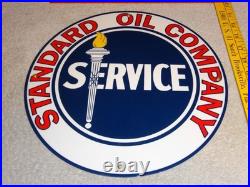 Vintage Standard Oil Company Gasoline Service Torch 11 3/4 Porcelain Metal Sign