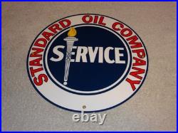 Vintage Standard Oil Company Gasoline Service Torch 11 3/4 Porcelain Metal Sign