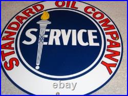 Vintage Standard Oil Company Gasoline Service Torch 11 3/4 Porcelain Metal Sign