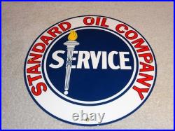 Vintage Standard Oil Company Gasoline Service Torch 11 3/4 Porcelain Metal Sign
