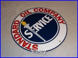 Vintage Standard Oil Company Gasoline Service Torch 11 3/4 Porcelain Metal Sign